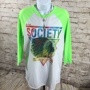 Society 3/4 sleeve T-shirt.